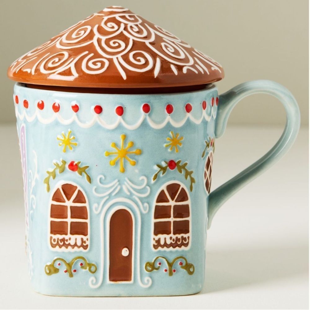 NWT ANTHROPOLOGIE Ginger Stoneware Mug Blue